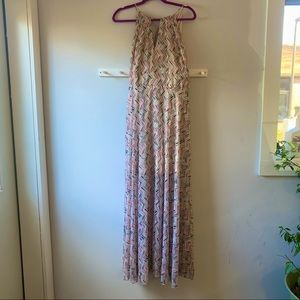 WHBM Pink Patterned Chiffon Maxi